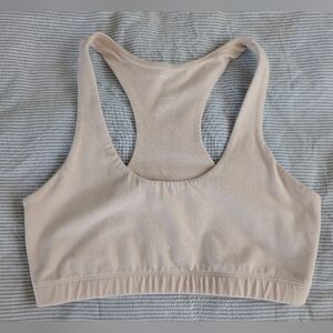 Mate The Label Organic cotton Sports Bra Medium Cream Racer Back